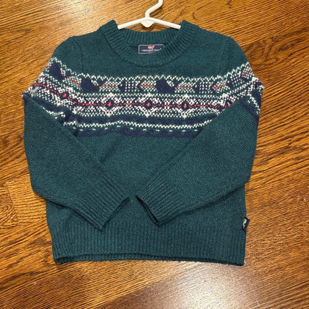 Vineyard Vines Teal Patterned Kids Sweater